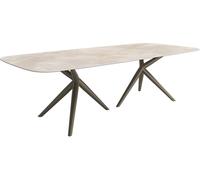 DeLife Table à Manger Edge Boot Céramique Iris FMG Onice Grigio 270x120 Estelar Rond Métal Finition à Effet Titane