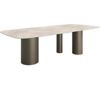DeLife Table à Manger Edge Boot Céramique Iris FMG Onice Grigio 270x120 Troa Métal Finition à Effet Titane