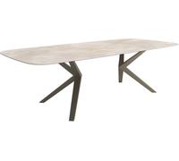 DeLife Table à Manger Edge Boot Céramique Iris FMG Onice Grigio 270x120 Zenthara anguleuse Métal Finition Effet Titane