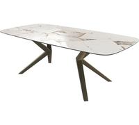 DeLife Table à Manger Edge Boot Céramique Iris FMG Patagonia Lappato 240x120 Zenthara Angulaire Métal Effet Finition Titane