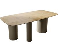 DeLife Table à Manger Edge Boot céramique Laminam® Sabbia chêne coloré 200x100 Troa métal Effet Finition Titane