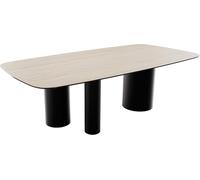 DeLife Table à Manger Edge Boot céramique Travertin Nature 240x120 Troa métal Noir