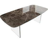 DeLife Table à Manger Edge Boot Laminam® Emperador Extra Lucidato Marron foncé 200x100 Cadre en Verre