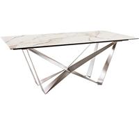 DeLife Table à Manger Edge céramique Calacatta Luxe Blanc-doré-Gris 200x100 Spider Acier Plat Acier Inoxydable