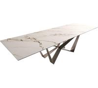 DeLife Table à Manger Edge céramique Calacatta Luxe Blanc-doré-Gris 300x100 Spider Acier Plat Acier Inoxydable