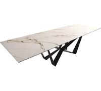 Table à manger Edge 300x100 céramique Calacatta Luxe blanc-doré-gris Spider acier plat noir