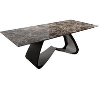 DeLife Table à Manger Edge céramique Laminam® Emperador Extra Lucidato Marron foncé 180-220x100 Cadre en W Noir Extensible