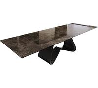DeLife Table à Manger Edge céramique Laminam® Emperador Extra Lucidato Marron foncé 200-300x100 Cadre en W Noir Extensible