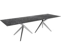 Table à manger Edge 300x100 Céramique Laminam®Nero Greco Anthracite Estelar rond Acier inoxydable