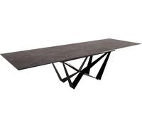 Table à manger Edge 200-300x100 céramique Laminam®Nero Greco gris Spider acier plat noir extensible