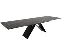 DeLife Table à Manger Edge céramique Laminam®Noir Desir Marron 200-300x100 Cadre en V Acier Plat Noir Extensible