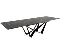 DeLife Table à Manger Edge céramique Laminam®Noir Desir Marron 200-300x100 Spider Acier Plat Noir Extensible