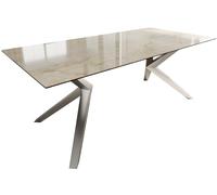 DeLife Table à Manger Edge céramique Laminam® Onice Oro ?200x100 Zenthara Angulaire Acier Inoxydable