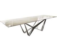 Table à manger Edge 300x100 céramique Laminam® Onice Oro ?Spider acier plat acier inoxydable