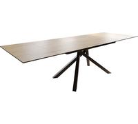 DeLife Table à Manger Edge céramique Laminam® Sabbia Couleur chêne 200-300x100 Cadre croisé rectangulaire Noir Extensible