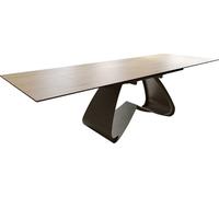 DeLife Table à Manger Edge Céramique Laminam® Sabbia Couleur chêne 200-300x100 Cadre en W Finition Effet Titane Extensible