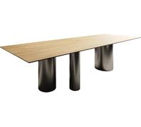 Table à manger Edge 300x100 Céramique Laminam® Sabbia Couleur chêne Troa Acier inoxydable Graphite