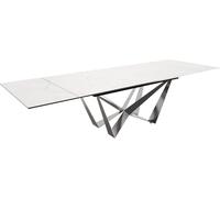 DeLife Table à Manger Edge céramique Laminam®Statuarietto Blanc 200-300x100 Spider Acier Plat Acier Inoxydable Extensible