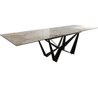 Table à manger Edge 200-300x100 céramique Minas mélange blanc-beige Spider acier plat noir extensible