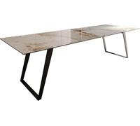 DeLife Table à Manger Edge céramique Minas mélange Blanc-Beige 300x100 métal incliné Noir