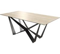DeLife Table à Manger Edge céramique Travertin Nature 200x100 Spider Acier Plat Noir