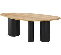 DeLife Table à Manger Edge Ovale chêne Nature 220x120x2,5 Troa métal Noir Flow-Edge