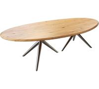 DeLife Table à Manger Edge Ovale chêne Nature 280x130x2,5 Estelar Rond Acier Inoxydable Flow-Edge