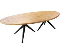 DeLife Table à Manger Edge Ovale chêne Nature 280x130x2,5 Estelar Rond métal Noir Flow-Edge