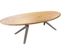 DeLife Table à Manger Edge Ovale chêne Nature 280x130x2,5 Zenthara Angulaire Acier Inoxydable Flow-Edge