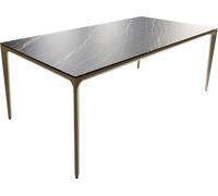 DeLife Table-à-Manger Escina Céramique Laminam®Noir Désir Marron 200x100 cm Piètement Aluminium