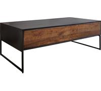 DeLife Table-d'appoint Vaag Sheesham Nature Mango Noir 120 cm 4 tiroirs Table Basse