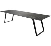 DeLife Table-de-Salle-à-Manger Edge céramique Laminam® Nero Greco Gris 300x100 métal Oblique Noir