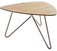 Table-basse Ekrem 65x65 cm céramique Laminam® Sabbia couleur chêne piètement croisé rond acier inoxydable