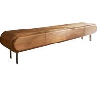 DeLife Table-TV Sohara Acacia Naturel 175 cm 4 Portes Pied en L argenté Meuble TV