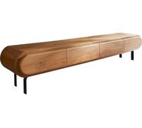 DeLife Table-TV Sohara Acacia Naturel 175 cm 4 Portes Pied en L Noir Meuble TV