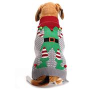 DELIFUN Noël Clown Chien Pull d'hiver pour Animal de Compagnie Ugly Elf Pull pour Animaux de Compagnie Vacances et Fête pour Chien et Chat(Elfe,XL)