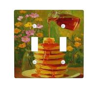Delightful Pancake Plaques de protection pour interrupteur/couvercles de prise de courant, empilage marron miel pour décoration de cuisine, plaques thermoplastiques, taille standard à double bascule