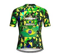 DELIGUO Maillots De Cyclisme Homme - Brésil Mode Homme Cyclisme À Manches Courtes Maillot Vélo Veste VTT Route Chemise Vélo Descente Top Porter des Vêtements De Sport Moto, comme Montré, M