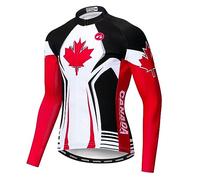 DELIGUO Maillots De Cyclisme Homme - Canada VTT Printemps Automne Hommes Manches Longues Maillot De Cyclisme Vêtements Pro Team Montagne Route Cycle Porter Vélo Vélo Chemise Haut, comme Indiqué, XL