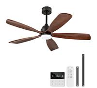 DELIHUA Ventilateurs de plafond de 132,1 cm avec lumières et télécommande, ventilateur de plafond en bois à 5 pales avec lumière, intensité variable, interrupteur mural, moteur CC réversible