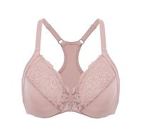 DELIMIRA Femme Soutien Gorge Fermeture Devant Dos Nageur Grande Taille avec Armature Dentelle Emboitant Rose fumée 125C