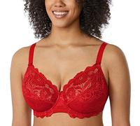 DELIMIRA Femme Soutien Gorge Grande Taille Dentelle Rouge à lèvres 110F