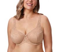 DELIMIRA Femme Soutien Gorge Grande Taille Minimiseur avec Armature Dentelle Non Rembourré Naturel 100J