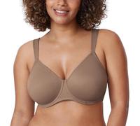 DELIMIRA Femme Soutien Gorge Minimiseur Grande Taille avec Armature Maintien Tasse Lisse Marron Violet 125C