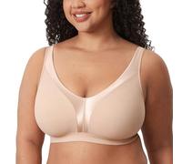 DELIMIRA Femme Soutien Gorge sans Armature Grande Taille sans Rembourrage Confortable À Couverture Intégrale Beige 105H