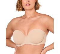 DELIMIRA Femme Soutien Gorge sans Bretelles Grande Taille avec Armature Bretelle Multiple Beige 105E