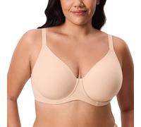 DELIMIRA Soutien Gorge Femme avec Armature Grande Taille Tasse Lisse Invisible Forte Poitrine Beige 100D