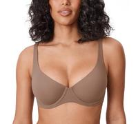 DELIMIRA Soutien Gorge Grande Taille avec Armature Invisible Femme sans Rembourrage Couverture Complète Marron Violet 105G