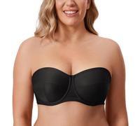 DELIMIRA Soutien Gorge sans Bretelles Grande Taille Noir 115D