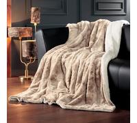Delindo Lifestyle Couverture en fourrure synthétique Kingston - Beige crème - Plaid douillet en fourrure synthétique douillette avec aspect peau d'agneau - 150 x 200 cm